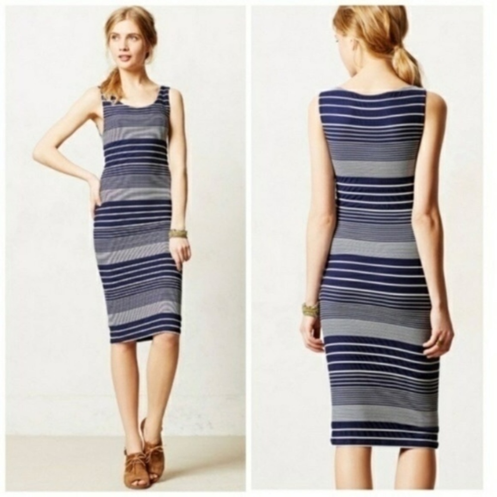 Anthropologie Maeve Edisto Navy Column Dress Xs
